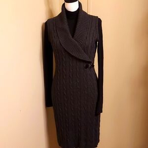 Shawl collar knit dress by Calvin Klein
